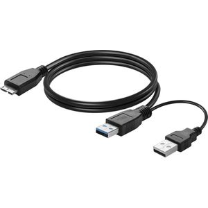 3FT USB 3.0 dual power Y-vorm harde schijfkabel – Type A man naar Micro B 5Gbps dataoverdrachtskabel met extra voeding voor SSD/HDD