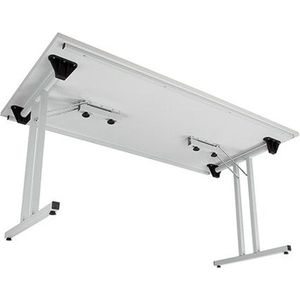 Opklapbare kantinetafel met T-poot 120cm x 80cm grijs frame grijs blad