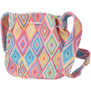 Tas Dames - Bucket Bag met Zomerse Print - Kwastjes - 24x17 cm - Multicolor