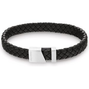 Calvin Klein CJ35000502 Heren Armband - Leren armband - Sieraad - Leer - Zwart - 10 mm breed - 19.5 cm lang