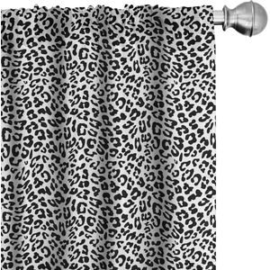 ABAKUHAUS Luipaardprint gordijnen – 2x75x175 cm – microvezel – zwart-wit