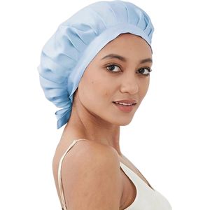 Nivard Zijden Slaapmuts - Satijnen Nachtmuts - Silk Bonnet - Sleep Cap - Haarverzorging - Satin - Verstelbaar - Voor Zacht & Stralend Haar - Licht Blauw