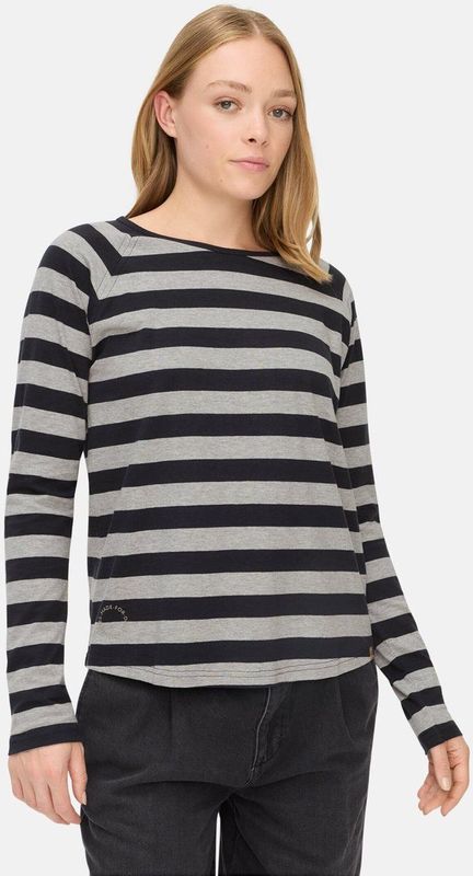 camel active Gestreepte longsleeve met raglanmouwen - Maat womenswear-XXS - Kaviaar