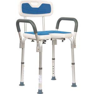 Homecare Innovation® Douchestoel met Rugleuning en Armsteunen – Met Blauwe Anti-Slip Kussens – Verstelbaar Douchekrukje