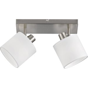 LED Plafondspot - Plafondverlichting - Torna Torry - E14 Fitting - 2-lichts - Rechthoek - Mat Nikkel - Aluminium