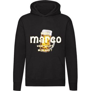 Ik ben Marco, waar blijft mijn bier Hoodie - cafe - kroeg - feest - festival - zuipen - drank - alcohol - naam - trui - sweater - capuchon