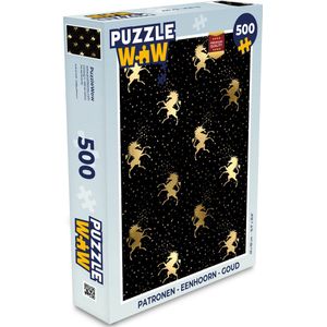 Puzzel Patronen - Eenhoorn - Goud - Legpuzzel - Puzzel 500 stukjes