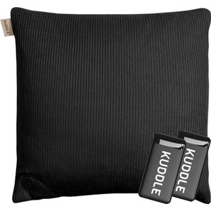 Kuddle Warmtekussen Oplaadbaar - Draadloos - Elektrisch - 45x45cm - Knitted 'Midnight Black' - Inclusief 2 Powerbanks