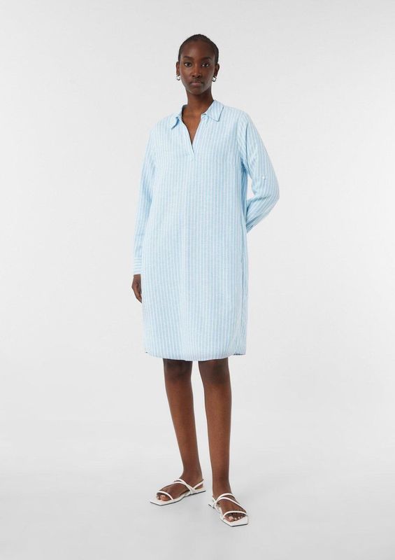 COMMA Blousejurk  lichtblauw / wit