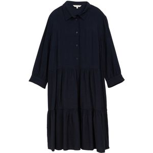 TOM TAILOR - Blousejurk - Navy - A-lijn - Knielengte - Driekwart Mouw