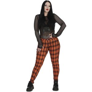 Banned - Forever Yours Check Skinny fit broek - M - Oranje/Zwart