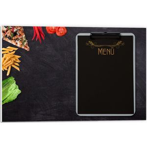 Forex - Zwart Klembord met Tekst ''MENÜ'' - 60x40cm Foto op Forex