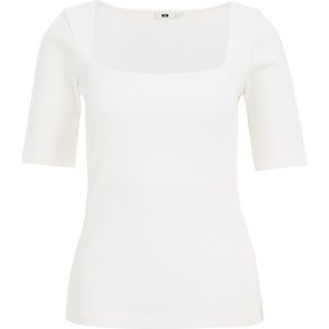 WE Fashion Ribgebreide Top Wit