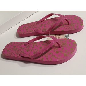 Dames teenslippers - badslippers - Foot Wear - roze panterprint maat 38