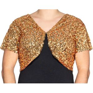 Feestelijke - bolero - vol met pailletten - goud - L/XL - 40/42 - Toppers 2025