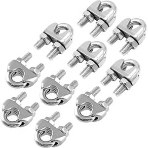 10 Pieces Clothesline Clamps Steel Cable Clips - M3 with Lock Nut - Suitable for Steel Rope