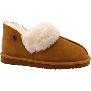Alpacas Footwear - Dames - Echt suéde gesloten pantoffel - Gevoerd met 100% zachte lamswol - Chestnut - 37