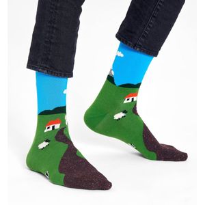 Happy Socks Little House Sokken Heren Groen Blauw - Maat 47-51