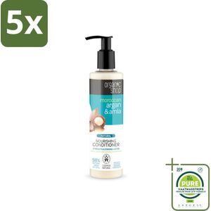 5 x Organic Shop - Conditioner Argan & Amla - Hydraterend en Verzorgend - 280 ml - Grootverpakking - Haar Conditioner - Gekleurd Haar - Glans Conditioner - Voedende Conditioner - Amarantolie