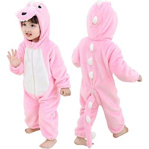 Fabulous Flannel Unisex Kids Animal Costume Jumpsuit – Pink Dinosaur