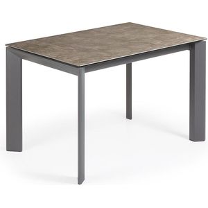 Kave Home - Axis uitschuifbare tafel 120 (180) cm porselein afwerking Vulcano Ash antraciet benen