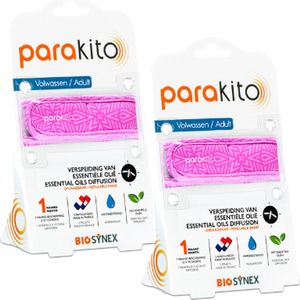 Parakito Oplaadbare Anti-Muggen Armband - Volwassen Violet - 2 STUKS - Plant-Based Bescherming - Navulbaar - Innovatief