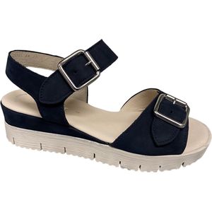 Gabor 24.770-16 Soft Nubuck Blue-voetbed sandaal-gabor sandaal-sleehak sandaal