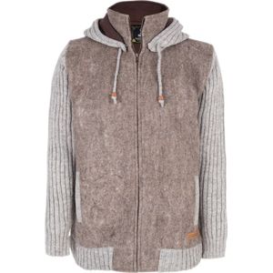 Gebreid Wollen Heren/Uni Vest van Schapenwol met Katoenen Voering en afneembare capuchon - SHAKALOHA - M Baseball ZH LBrown XL