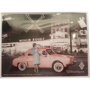 Renault Dauphine Moulin Rouge Reliëf Metalen Bord