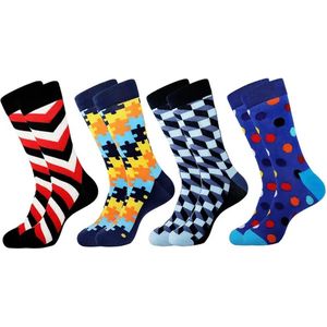 Cactula set van 4 paar gekleurde heren sokken met kekke print Maat 43-46