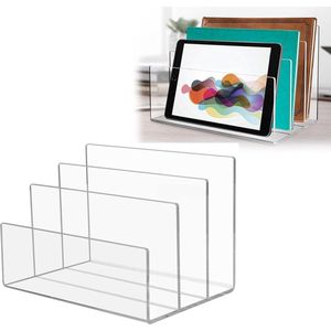 Acryl organizer, kaartenstandaard van acryl voor bureau met 3 vakken, bureau-organizer, desktopopslag en organisatie voor clutches, portemonnees, kaartenetuis