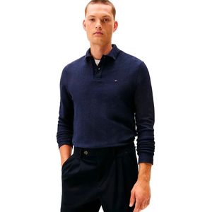 Tommy Hilfiger Herringbone Regular Fit Lange Mouw Poloshirt Blauw S Man