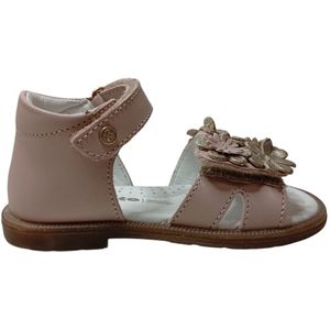 Falcotto - Pelite - Mt 22 - velcro's bloempjes lederen sandalen - roze - dichte hiel