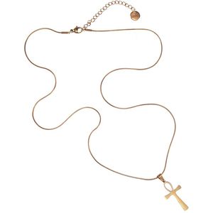 60cm x 1mm Ketting-Set Unisex - Verguld RVS - Ronde Slangenketting met Anhk-Kruis Hanger