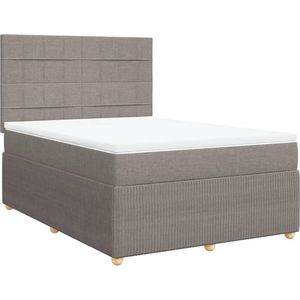 vidaXL - Boxspring - met - matras - stof - taupe - 160x200 - cm