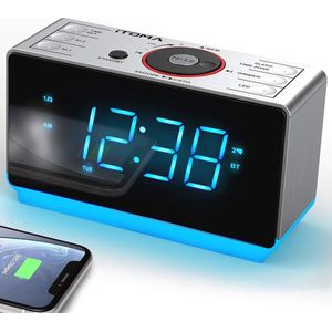 Wekkerradio met Bluetooth, FM-radio, Dubbel Alarm, Groot LED-display en USB-oplaadpoort