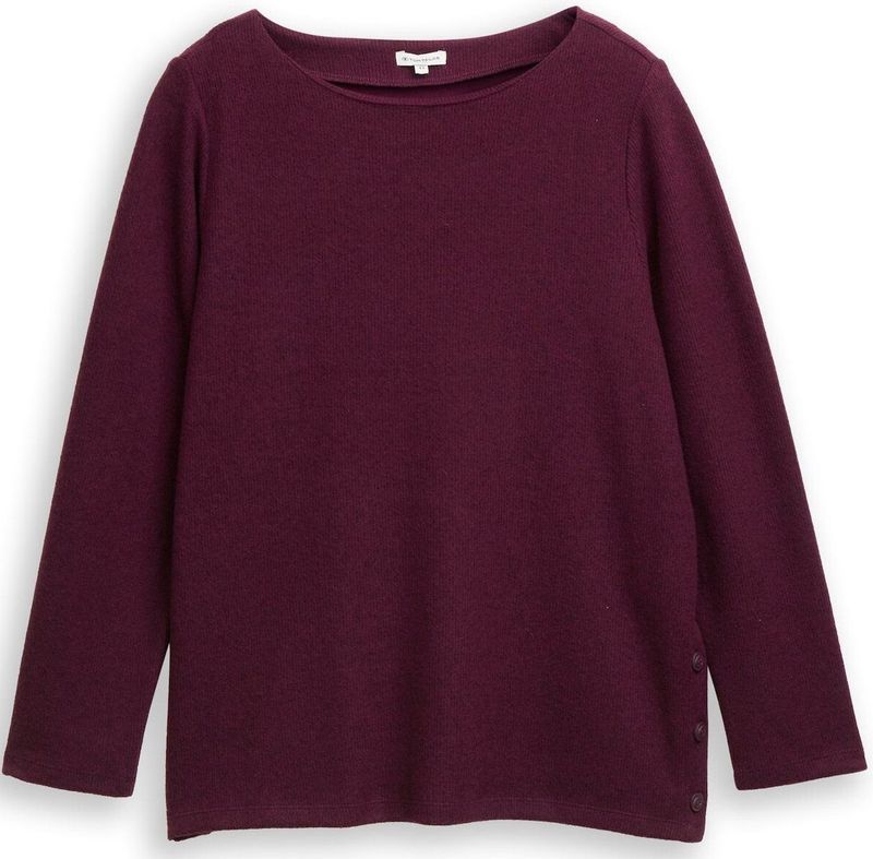 Tom Tailor - Sweatshirt - Gemêleerd - Plus Size - Knoopdetails