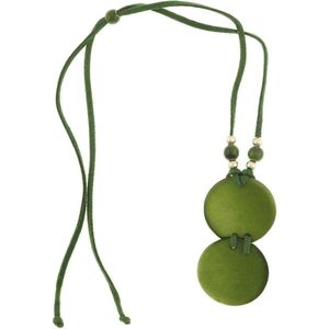 Behave Dames lange ketting groen met ronde hangers 65 cm