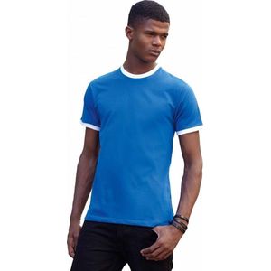 Fruit of the Loom ringer t-shirt L kobalt/wit