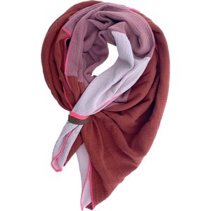 LOT83 Sjaal Kim - Vegan leren sluiting - Omslagdoek - Ronde sjaal - Paars, grijs, roze - 1 Size fits all