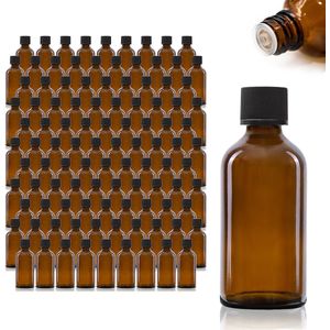Oputec 105 x 50ml druppelflesjes – bruine apothekersflesjes met druppelinzet – lekvrij & kindveilig