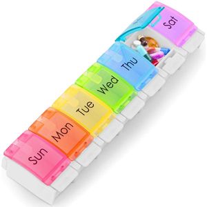 7-daagse pillendoos - efficiënte organisatie - regenboogkleurig