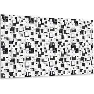 Tulup PVC Wandpaneel - Mozaïek op Marmer Vinyl Wandpaneel - 100 cm x 50 cm - Grijs Zelfklevend Wandpaneel - 1 stuk - Wandpaneel Zelfklevend - Geometrisch Muurpaneel - Zelfklevend Wandpaneel - Plaktegels Keuken en Badkamer