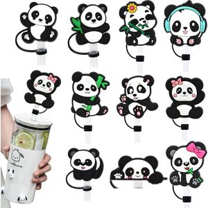 Bekeraccessoires - Panda-rietjesafdekking siliconen dierenluifels strostoppen - 10 stuks - Herbruikbare stroafdekking - Geschikt voor 6-10 mm drinkriet - Decoratie - Stanley - Accessoires