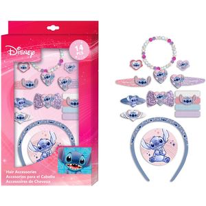 Disney Stitch Haaraccessoires Set – 14-delig - Met elastiekjes, clipjes en haarband
