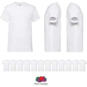 12 pack witte Fruit of the Loom shirts V hals maat S
