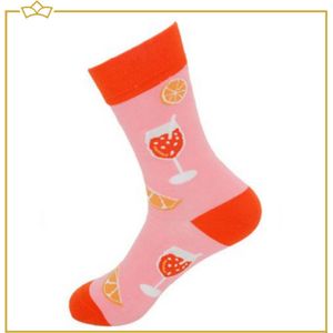 ATTREZZO® Grappige sokken - Cocktail Roze - Maat 42-47 - Roze