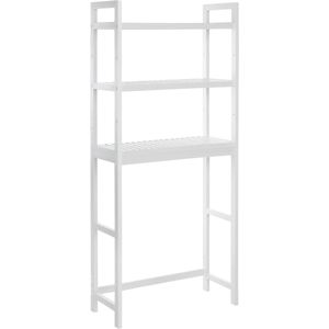 MAZAZU - Badkamermeubel - Opbergrek - Bamboe - Wit - 63x26x163