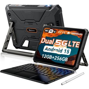 Blackview Active 12 Pro 5G Outdoor Tablet - 11 inch - 36 GB + 256 GB 30000 mAh - Met Toetsenbord(QWERTY) - IP68 waterdicht 108 MP + 50 MP Dual SIM - Zwart