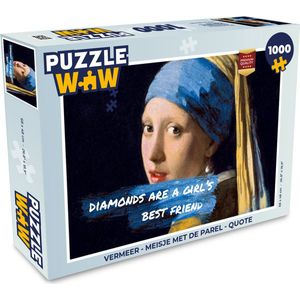 Puzzel Vermeer - Meisje met de parel - Quote - Legpuzzel - Puzzel 1000 stukjes volwassenen